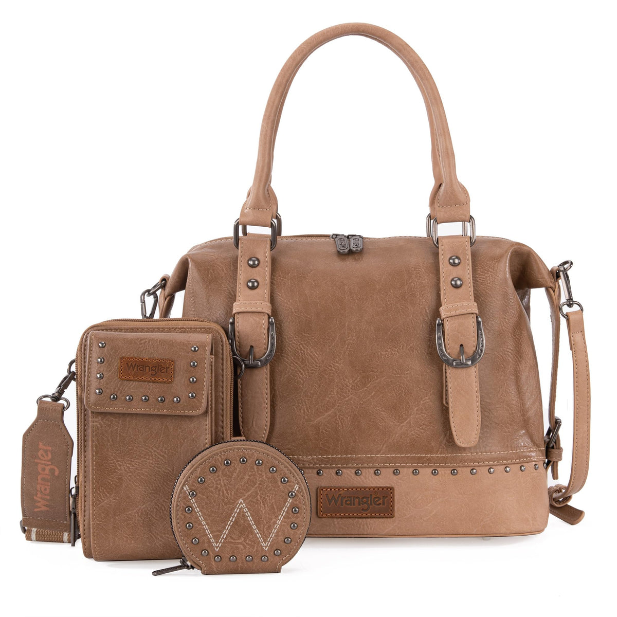 Wrangler 3Pcs Doctor Bag Sets for Women Top-handle Satchel Bag with Cell Phone Handbag and Coin Purse