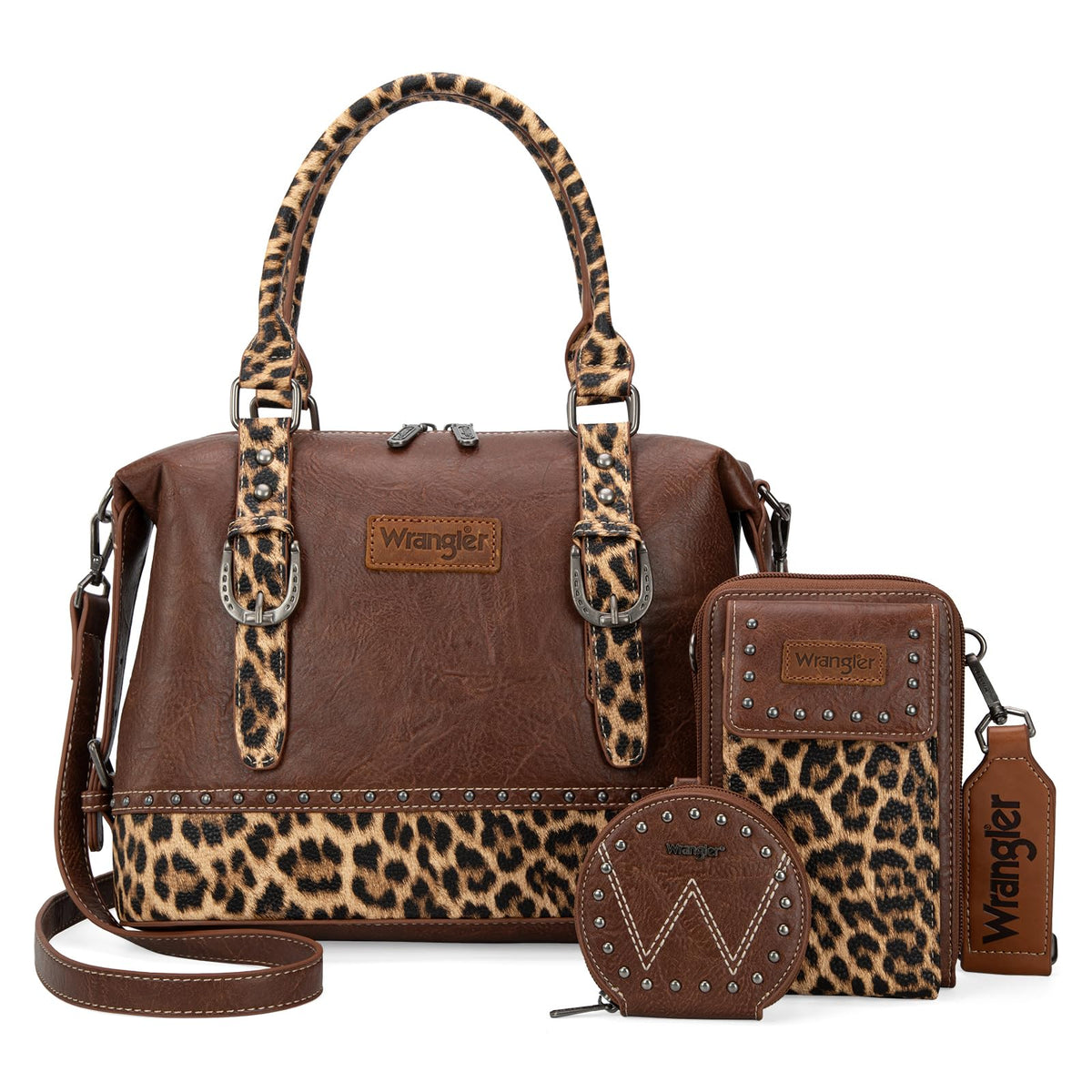 Wrangler 3Pcs Doctor Bag Sets for Women Top-handle Satchel Bag with Cell Phone Handbag and Coin Purse