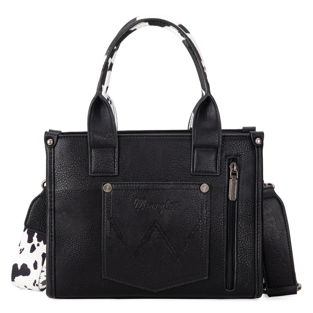 Wrangler Cow Print Tote Bag for Women Western Purse Boho Top Handle Satchel Handbag with Signature Strap