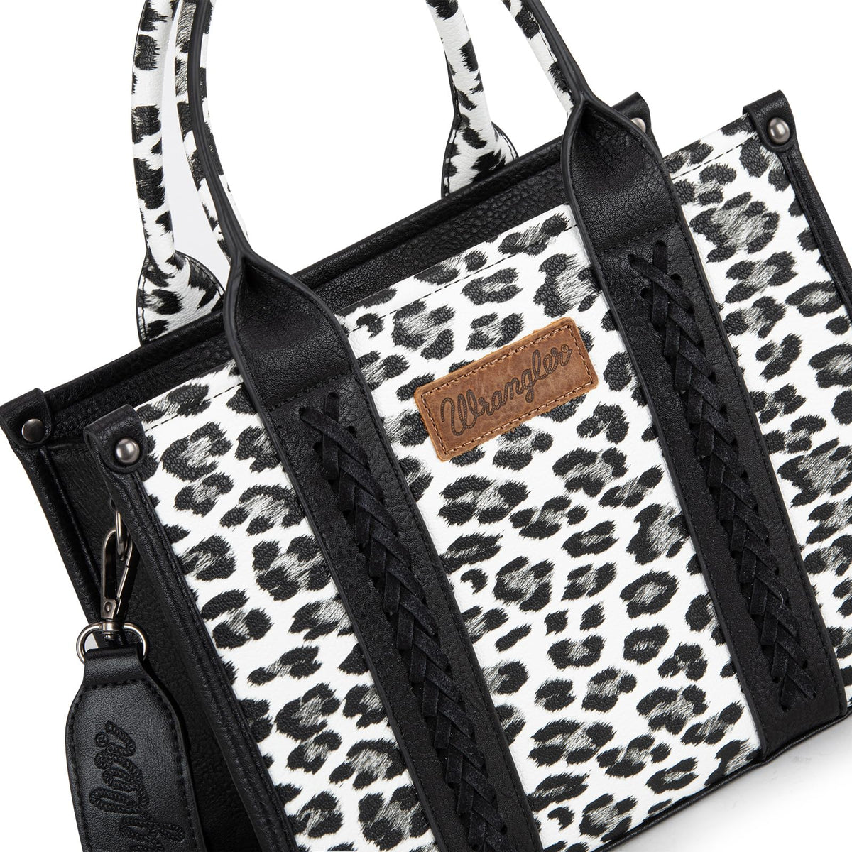 Wrangler Cow Print Tote Bag for Women Western Purse Boho Top Handle Satchel Handbag with Signature Strap