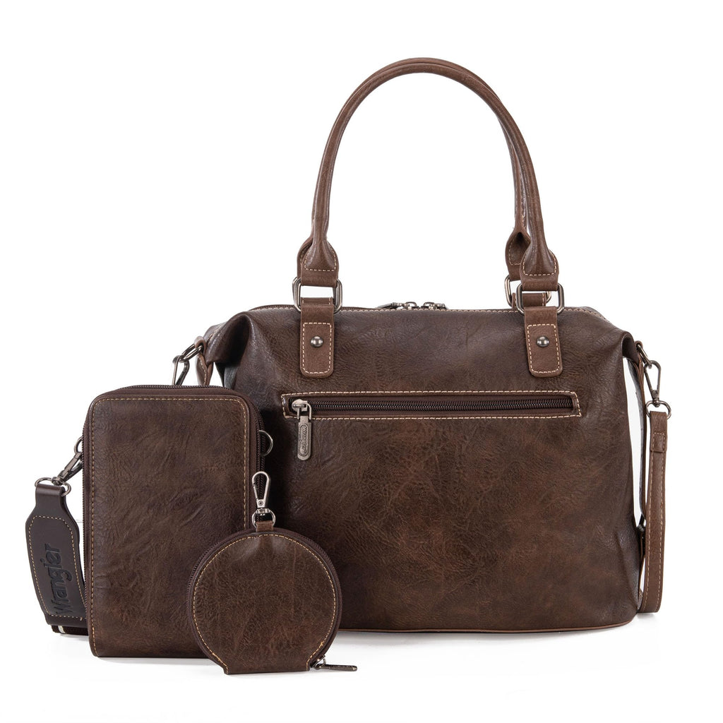 Wrangler 3Pcs Doctor Bag Sets for Women Top-handle Satchel Bag with Cell Phone Handbag and Coin Purse
