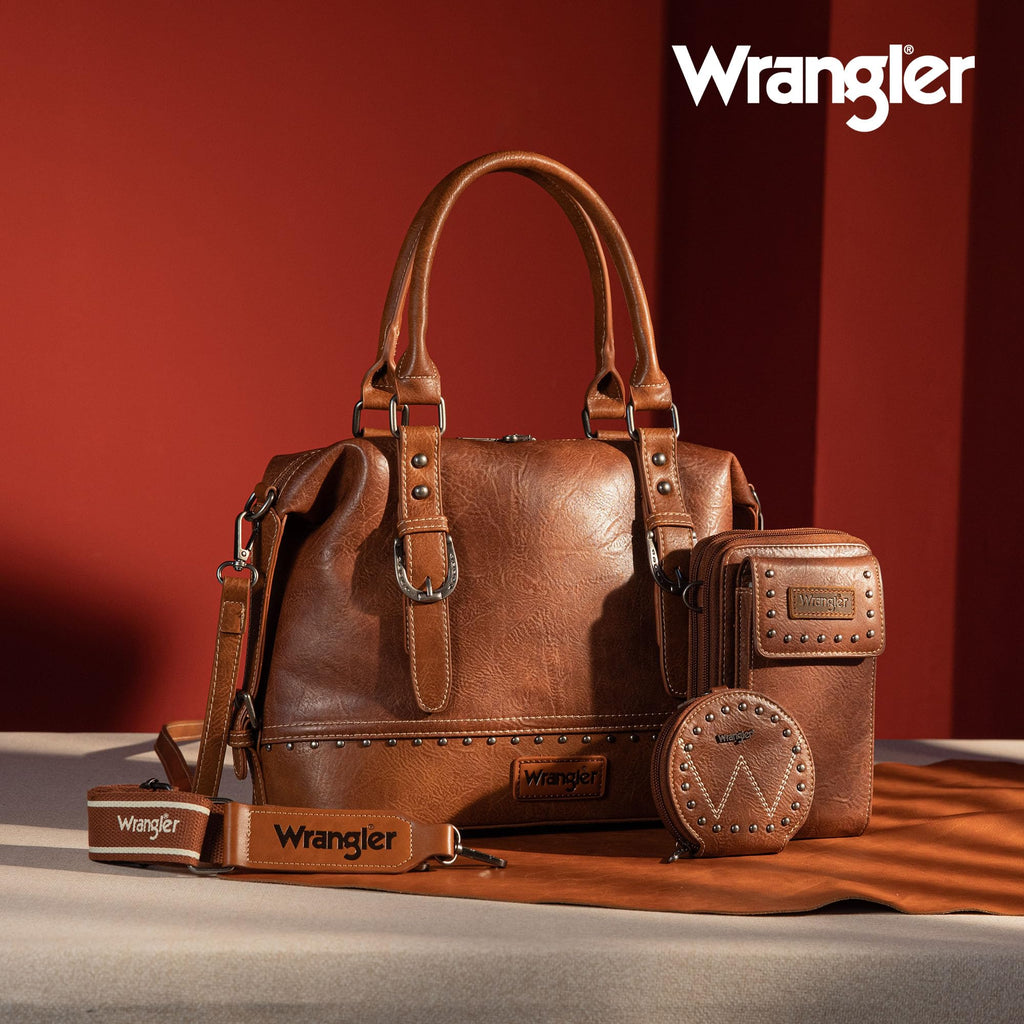 Wrangler 3Pcs Doctor Bag Sets for Women Top-handle Satchel Bag with Cell Phone Handbag and Coin Purse