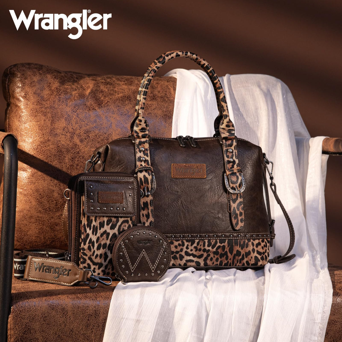 Wrangler 3Pcs Doctor Bag Sets for Women Top-handle Satchel Bag with Cell Phone Handbag and Coin Purse