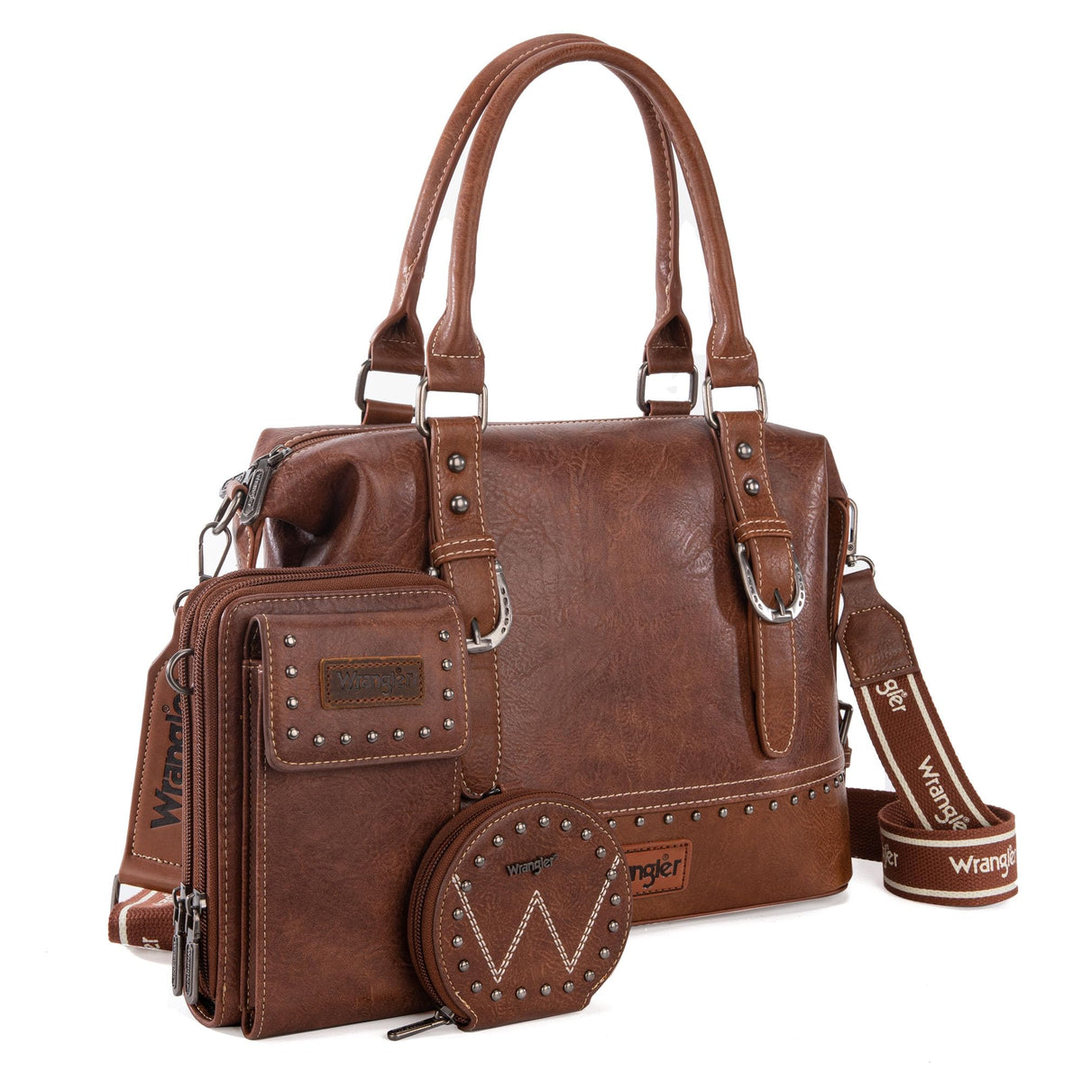 Wrangler 3Pcs Doctor Bag Sets for Women Top-handle Satchel Bag with Cell Phone Handbag and Coin Purse