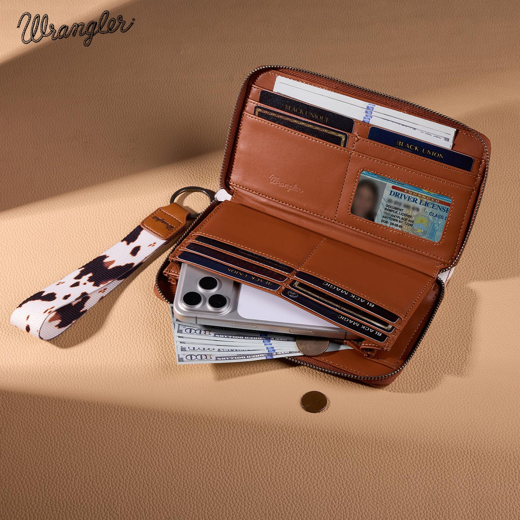 Wrangler Wristlet Western Wallet Women Cow Wallets for Cards Coins Cash