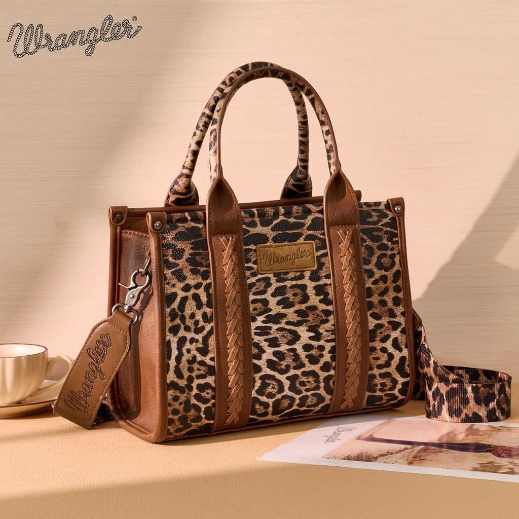 Wrangler Cow Print Tote Bag for Women Western Purse Boho Top Handle Satchel Handbag with Signature Strap