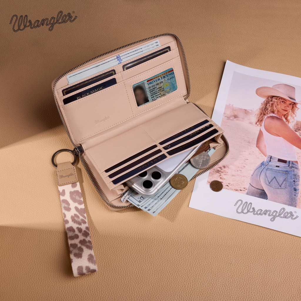 Wrangler Wristlet Western Wallet Women Cow Wallets for Cards Coins Cash