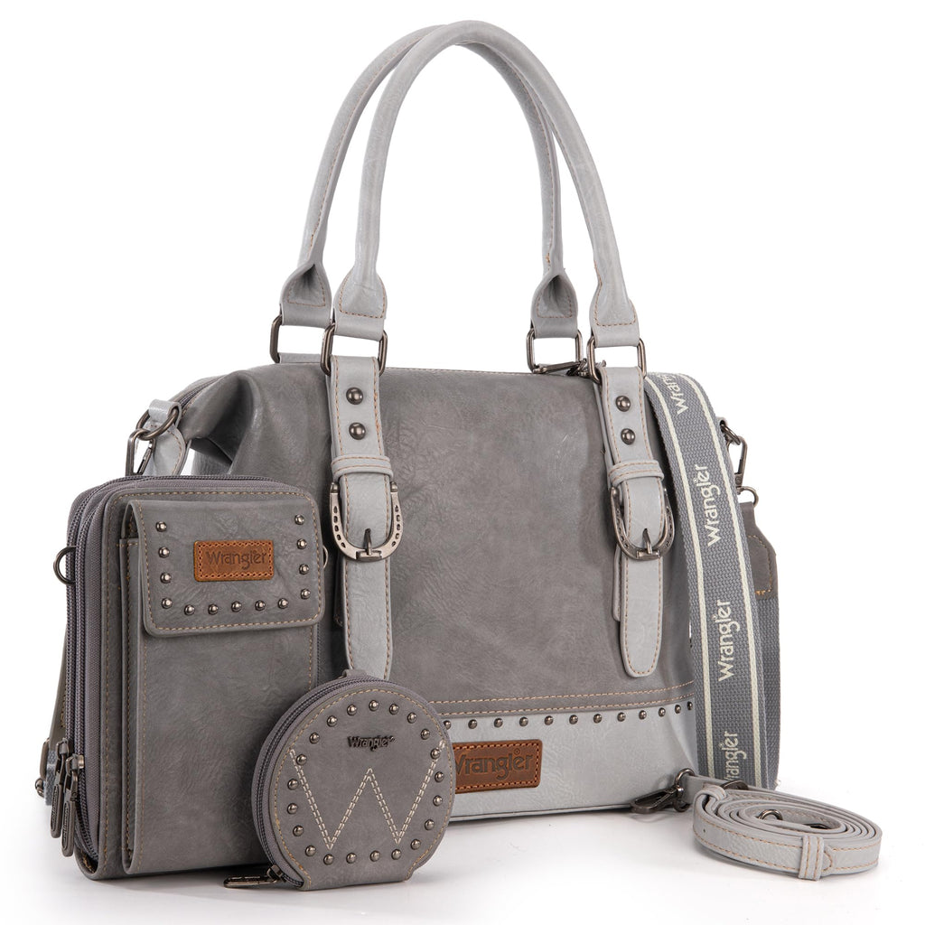 Wrangler 3Pcs Doctor Bag Sets for Women Top-handle Satchel Bag with Cell Phone Handbag and Coin Purse