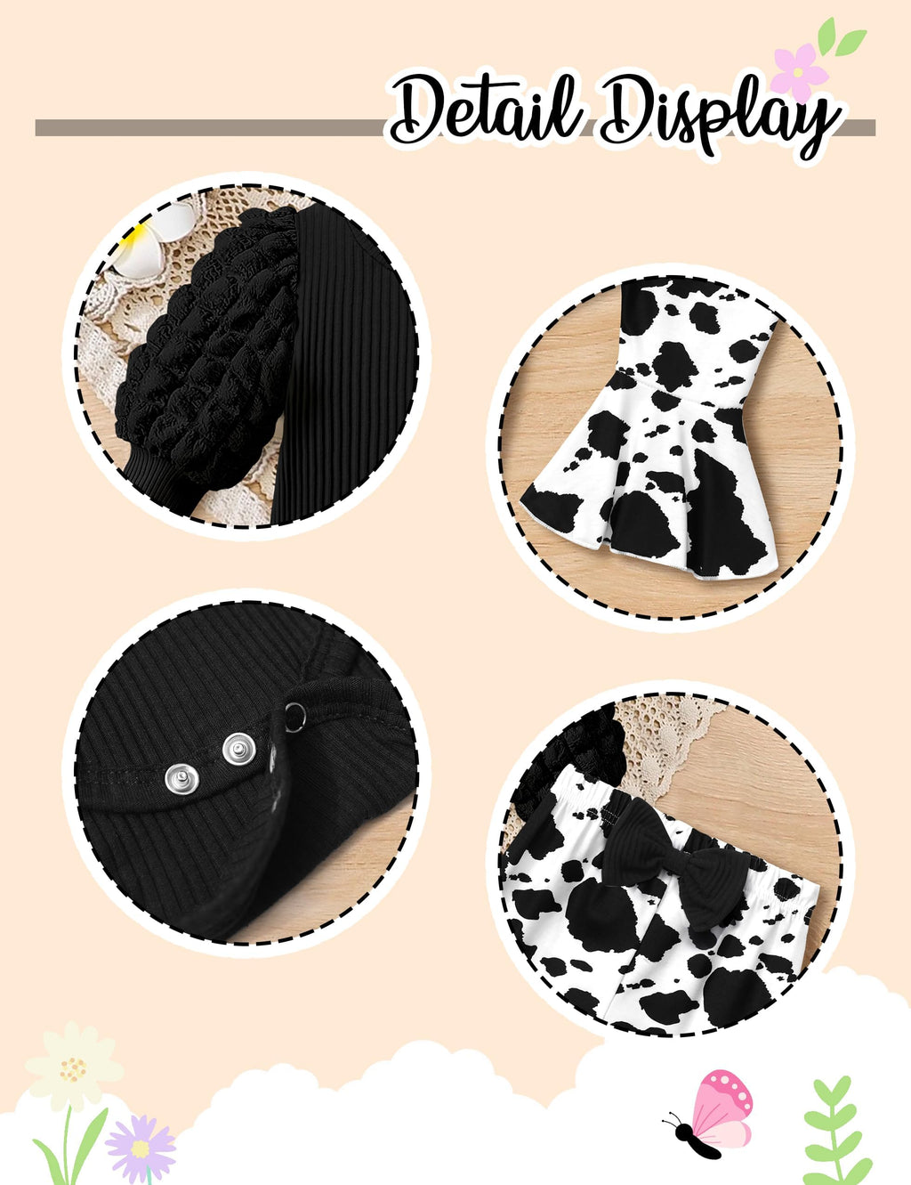 • NAPU Cozy Fall/Winter 3-Piece Outfit for Baby Girls