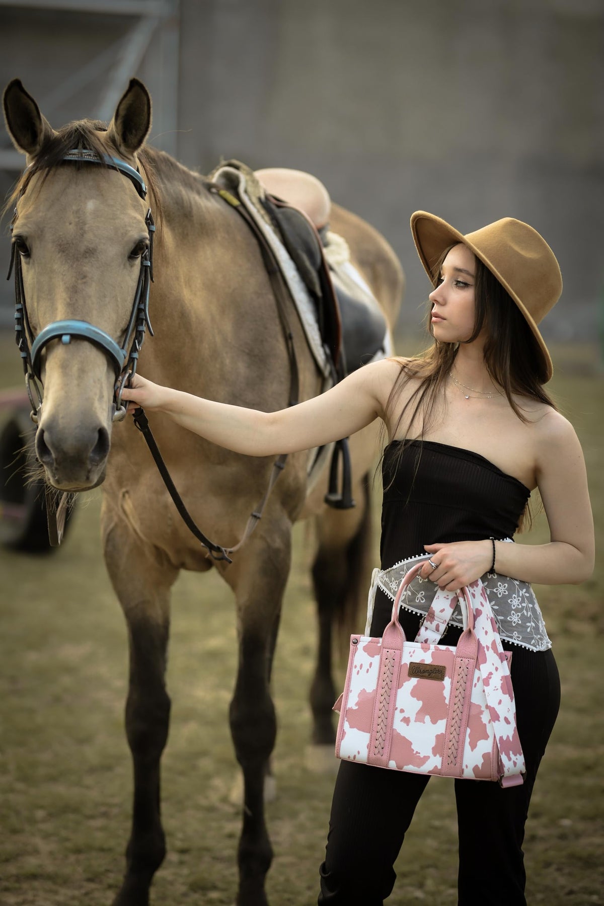 Wrangler Cow Print Tote Bag for Women Western Purse Boho Top Handle Satchel Handbag with Signature Strap