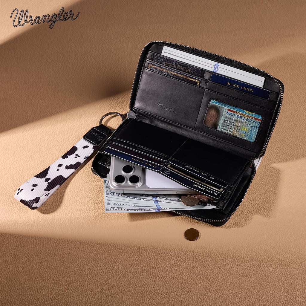 Wrangler Wristlet Western Wallet Women Cow Wallets for Cards Coins Cash