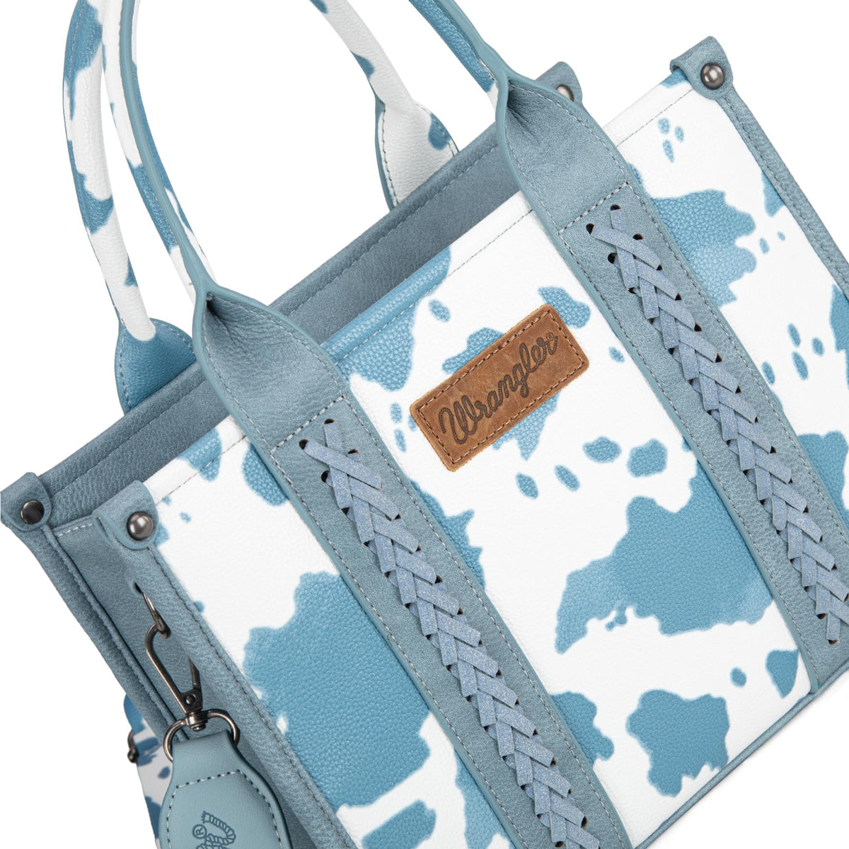 Wrangler Cow Print Tote Bag for Women Western Purse Boho Top Handle Satchel Handbag with Signature Strap