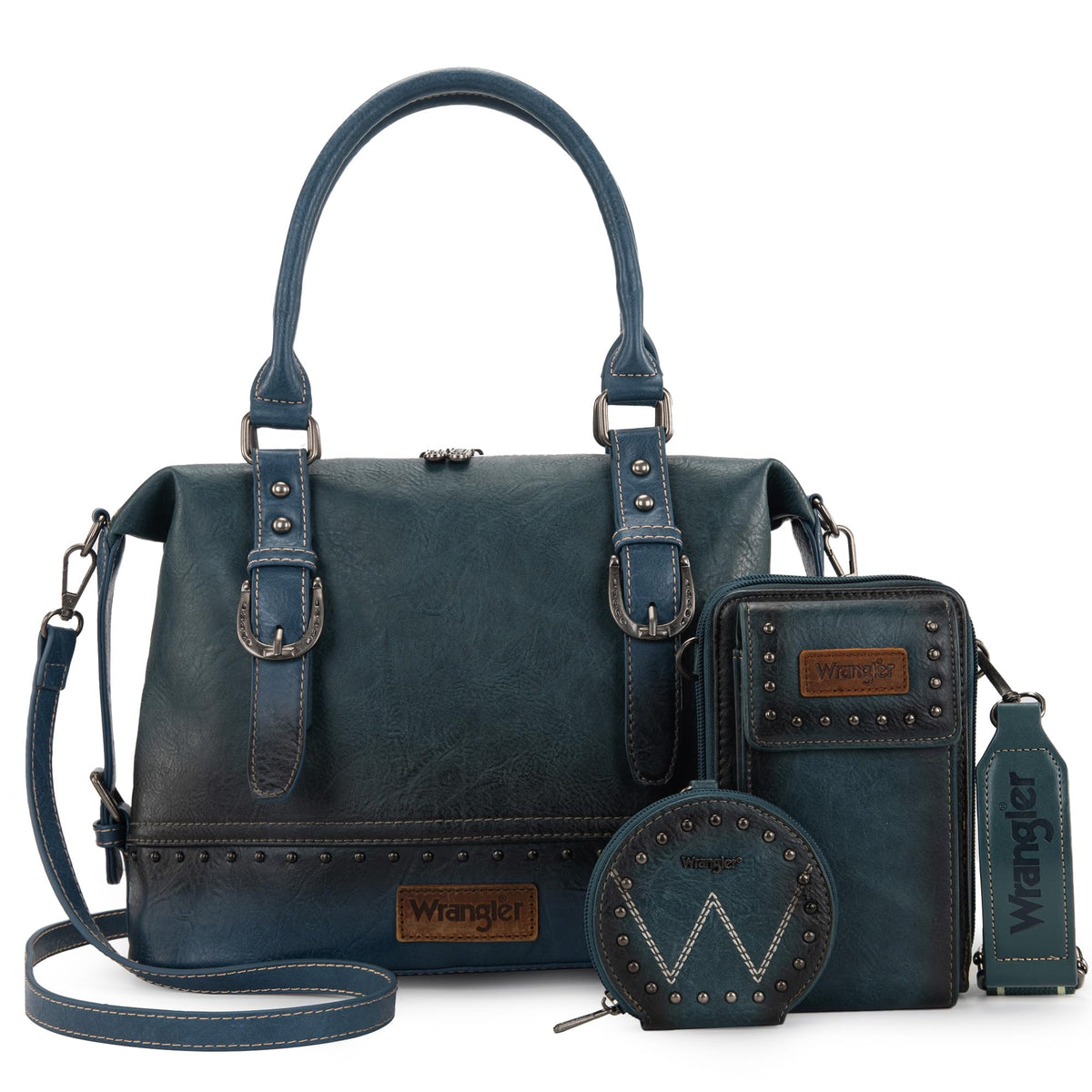 Wrangler 3Pcs Doctor Bag Sets for Women Top-handle Satchel Bag with Cell Phone Handbag and Coin Purse