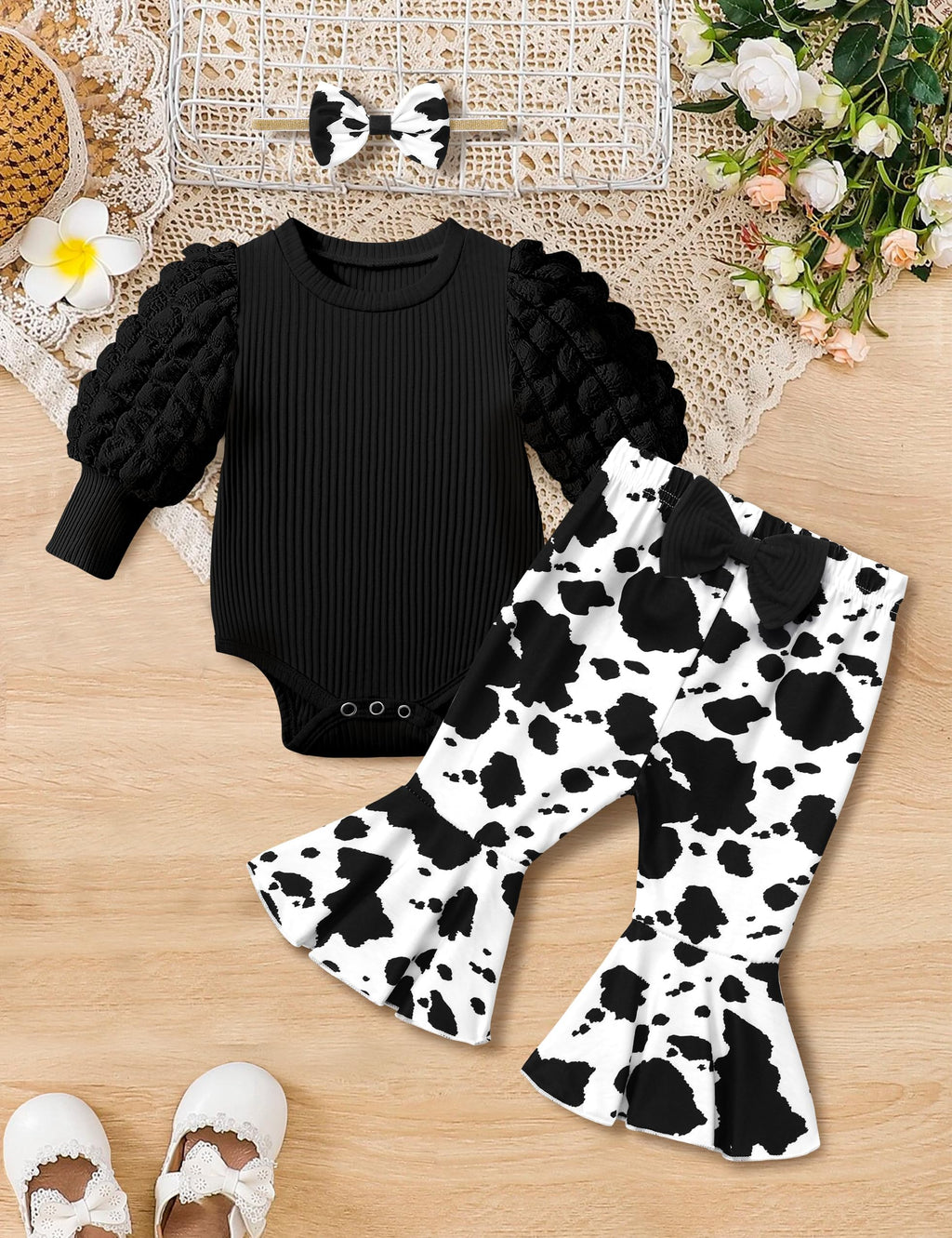 • NAPU Cozy Fall/Winter 3-Piece Outfit for Baby Girls