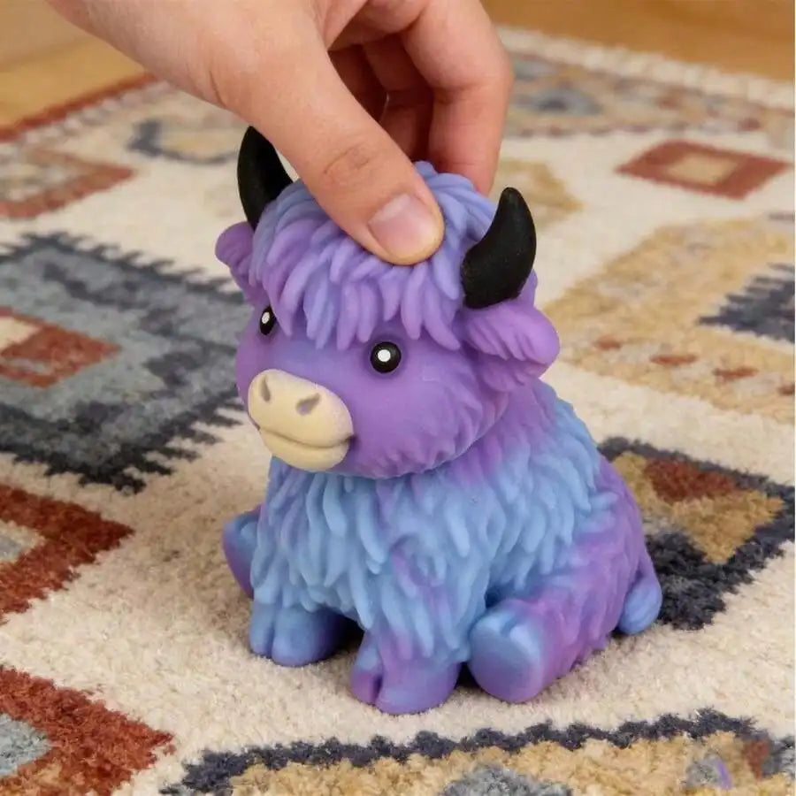 Highland Cow Cheese Squeeze Toy – Pop-Up Sensory Fidget