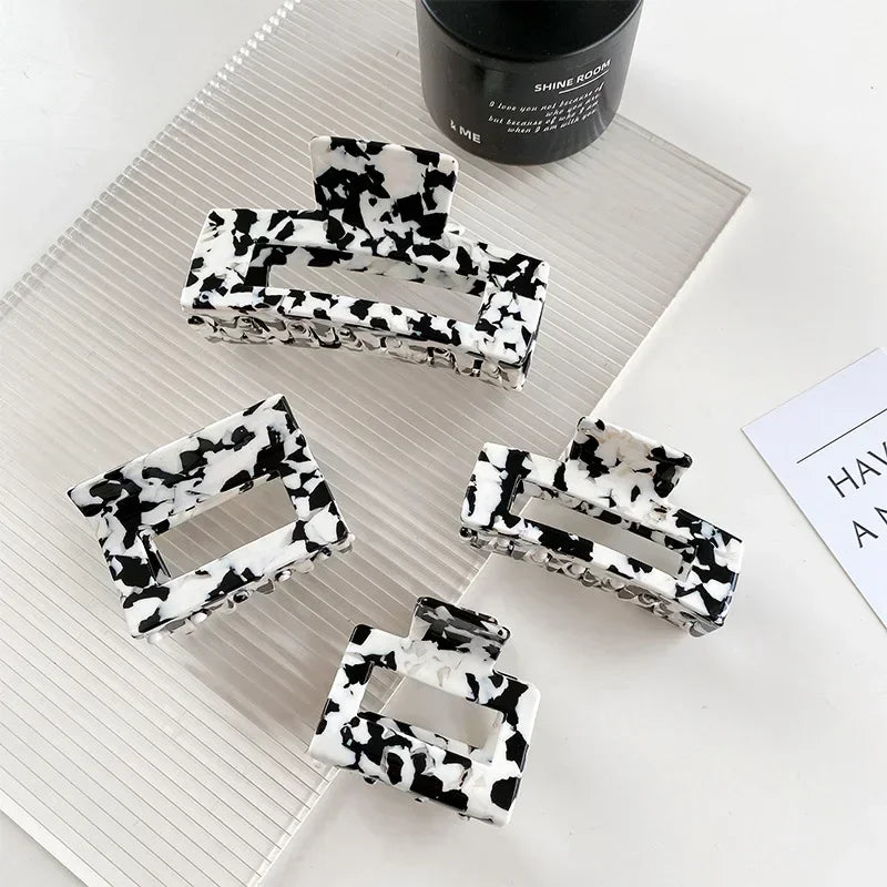 Cow Print Acetate Claw Clip - Black & White Hair Barrette