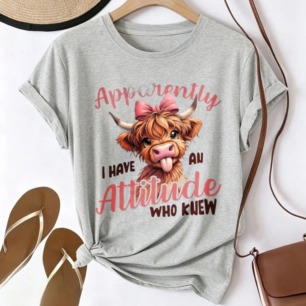 "Apparently I Have An Attitude" Highland Cow Graphic Tee