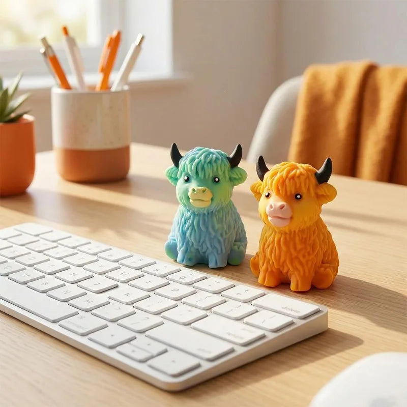 Highland Cow Slow-Rising Squishy Stress Ball – Sensory Fidget Toy for Anxiety Relief