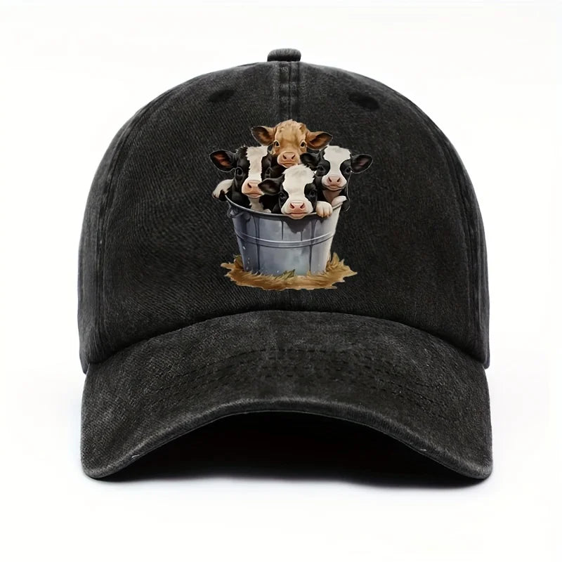 Cute Cow Print Casual Baseball Cap – Unisex Western Sun Hat & Duckbill Cap