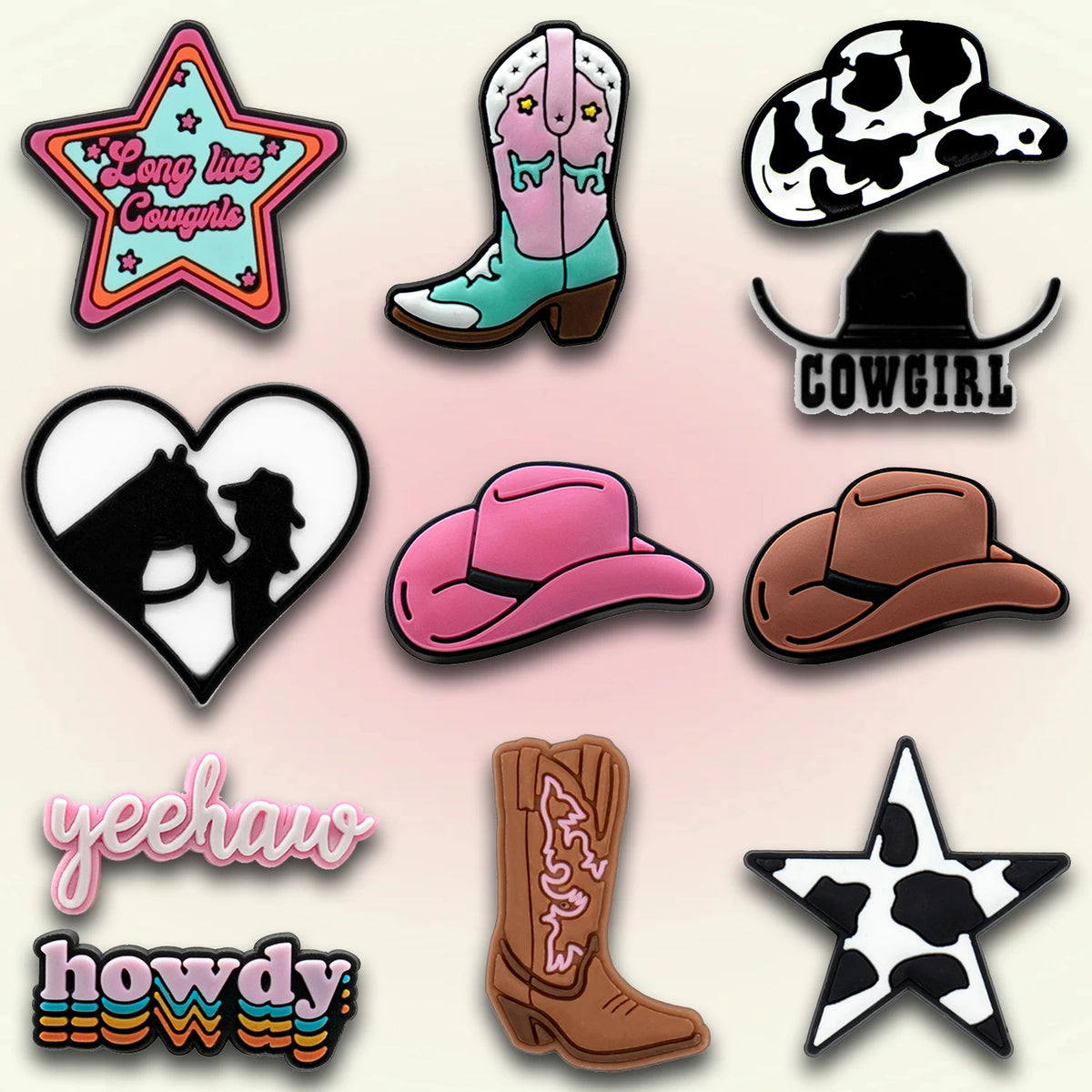 Western Cowboy Shoe Charms (12-Piece Set)
