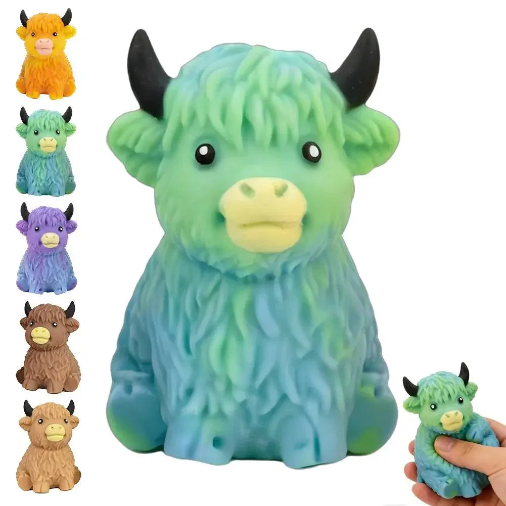 Highland Cow Slow-Rising Squishy Stress Ball – Sensory Fidget Toy for Anxiety Relief
