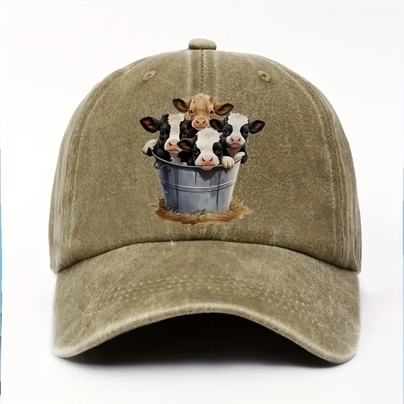 Cute Cow Print Casual Baseball Cap – Unisex Western Sun Hat & Duckbill Cap