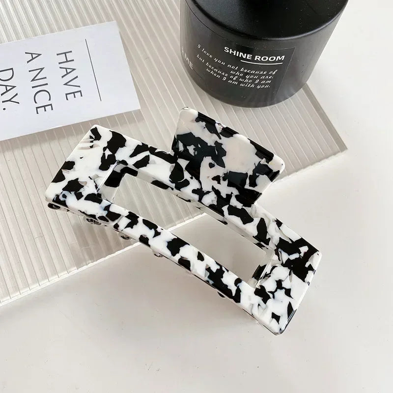 Cow Print Acetate Claw Clip - Black & White Hair Barrette