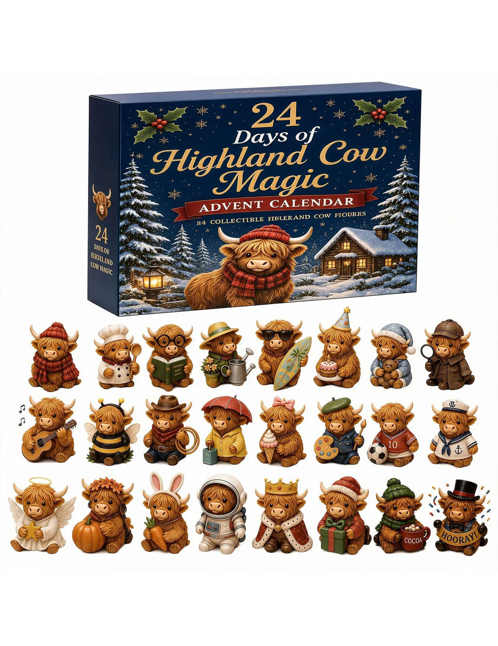 Highland Cow Christmas Countdown Ornament