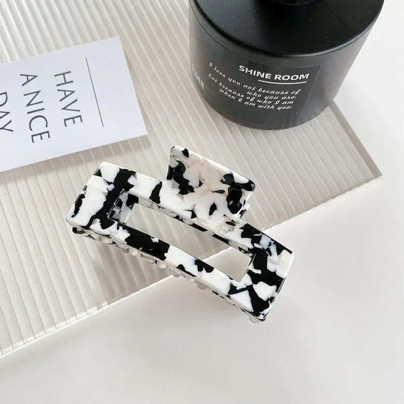 Cow Print Acetate Claw Clip - Black & White Hair Barrette