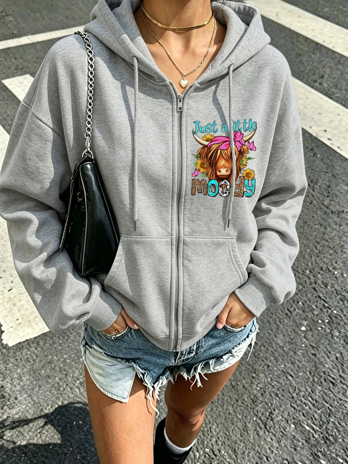 "Just A Little Moody" Zip-Up Hoodie