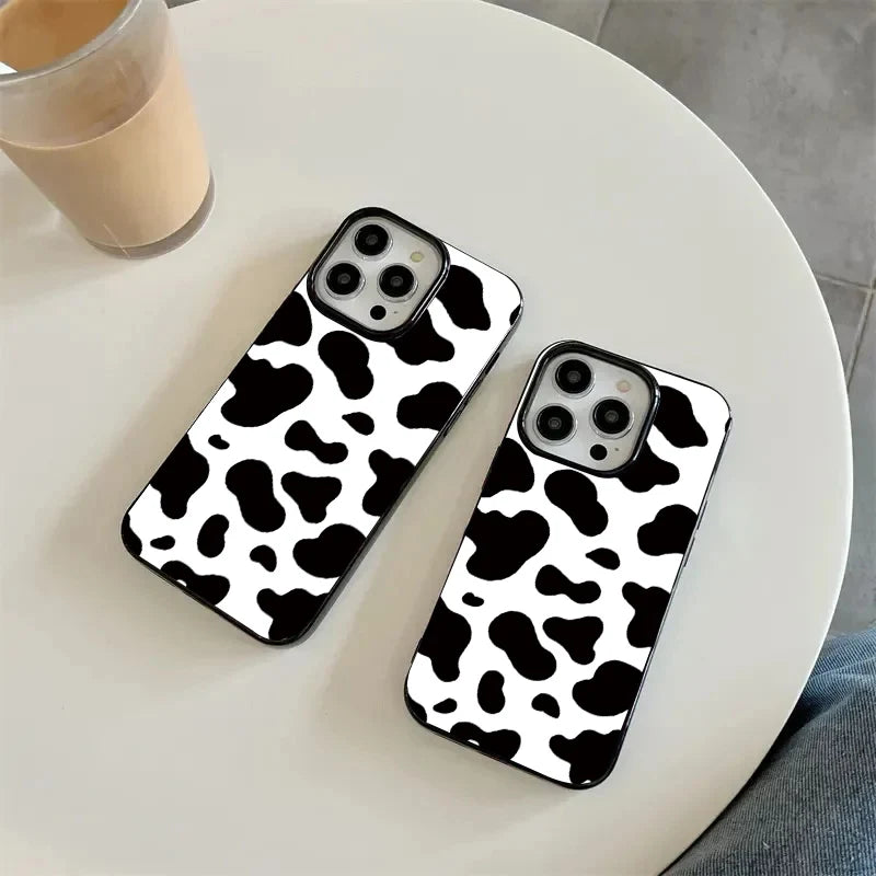 Luxury Cow Print Clear Shockproof Case for iPhone Series (iPhone 7 to 18 Pro Max & 16E)