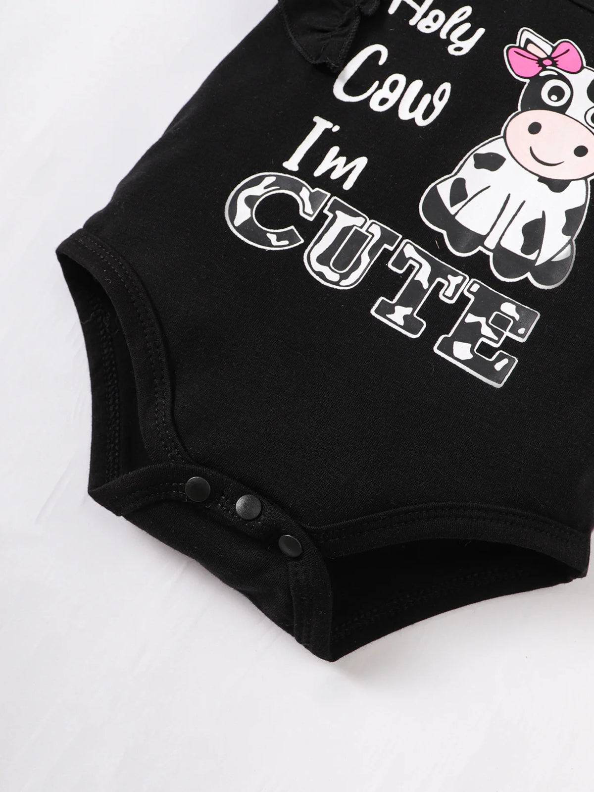 Newborn Sleeveless Romper & Cow Print Shorts 3-Piece Set