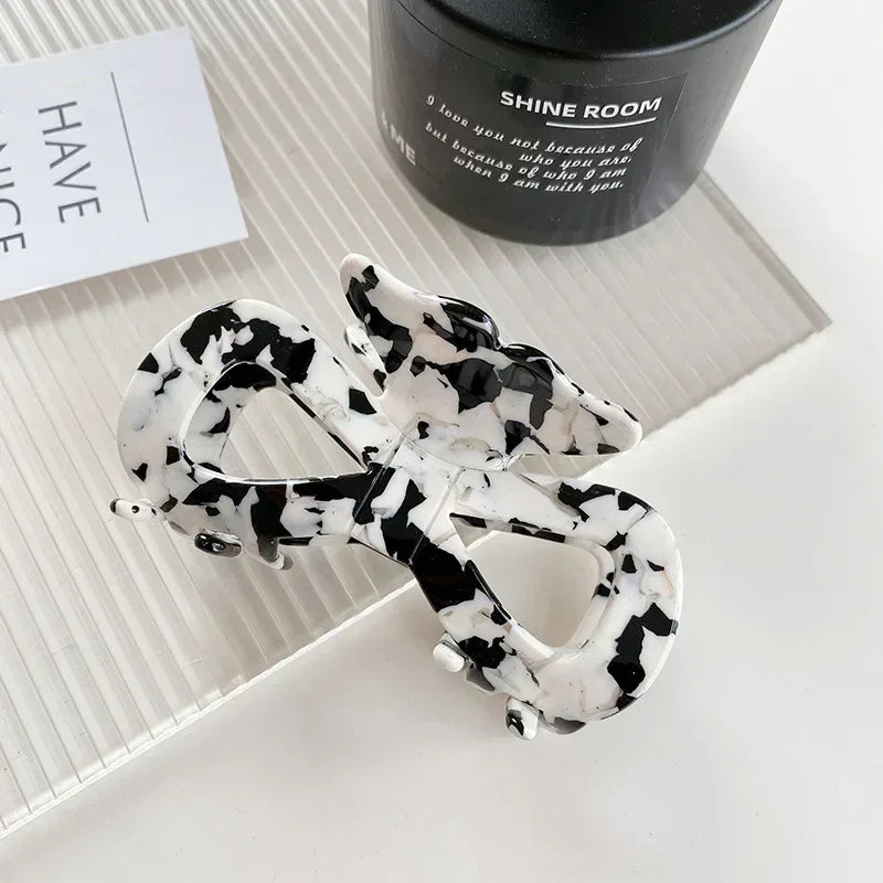 Cow Print Acetate Claw Clip - Black & White Hair Barrette