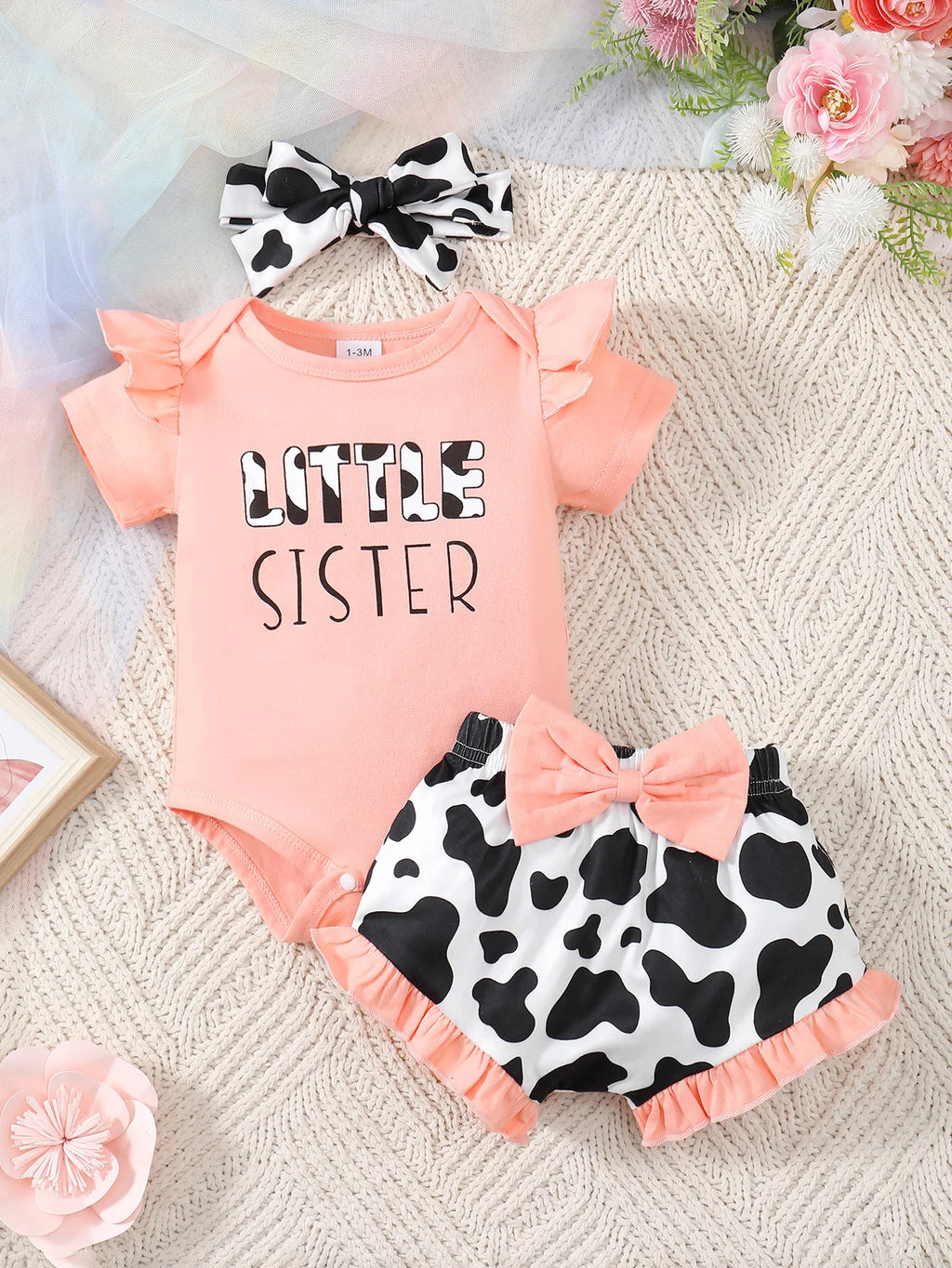 Infant Toddler Girl Summer 2-Piece Set | Short Sleeve Letter Print T-Shirt & Bow Shorts
