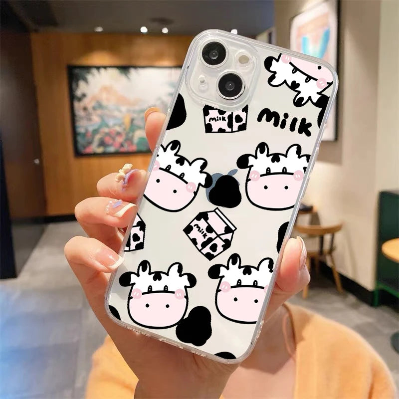 Luxury Cow Print Clear Shockproof Case for iPhone Series