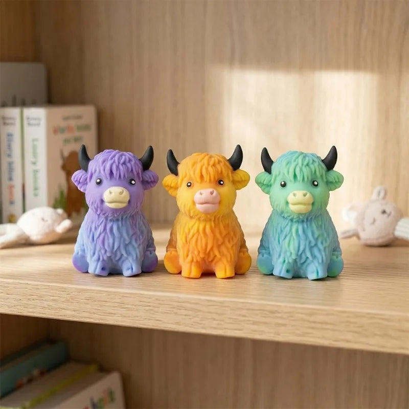 Highland Cow Slow-Rising Squishy Stress Ball – Sensory Fidget Toy for Anxiety Relief