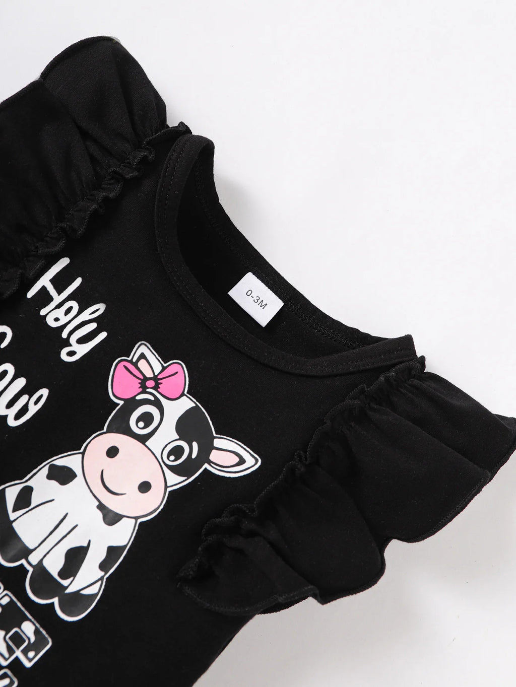 Newborn Sleeveless Romper & Cow Print Shorts 3-Piece Set