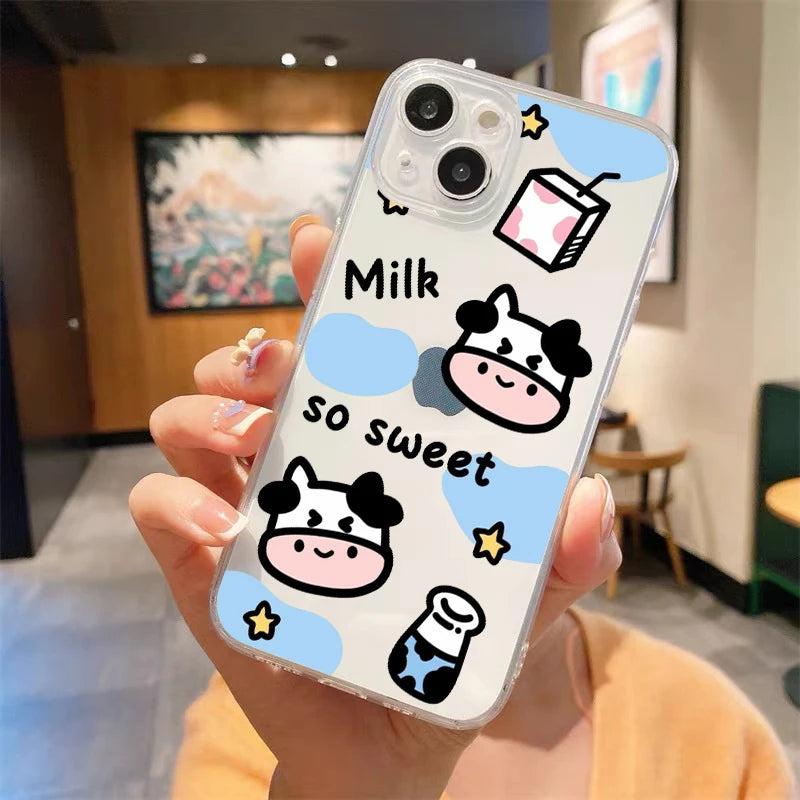 Luxury Cow Print Clear Shockproof Case for iPhone Series