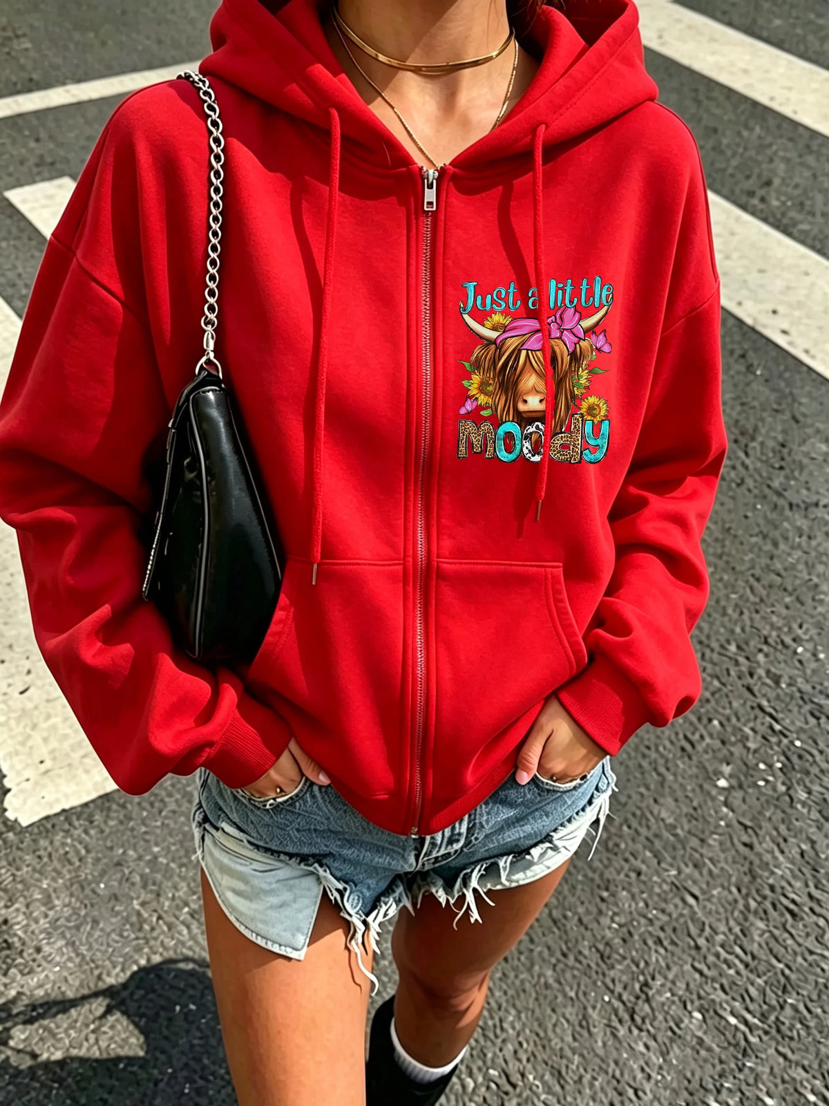 "Just A Little Moody" Zip-Up Hoodie