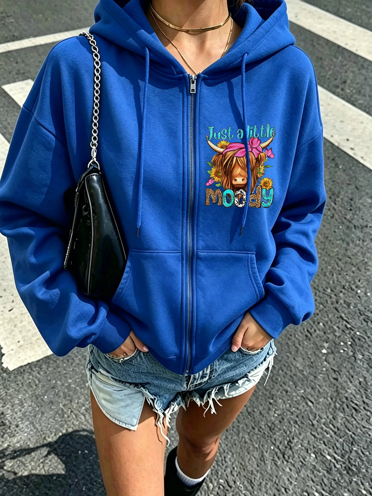 "Just A Little Moody" Zip-Up Hoodie