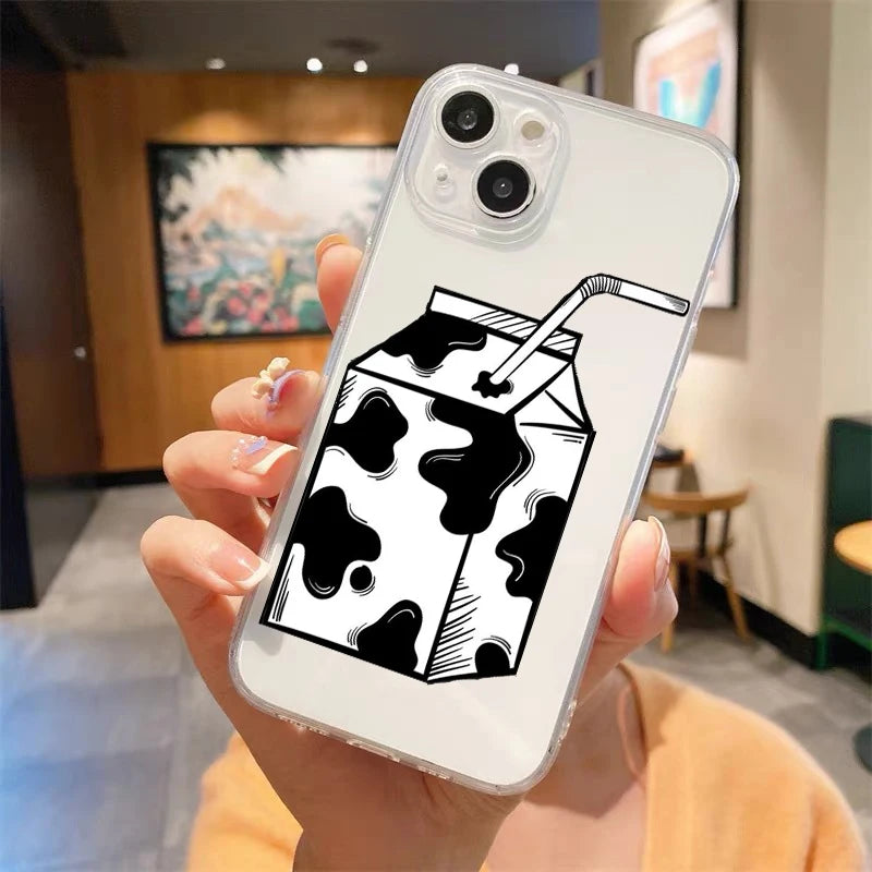 Luxury Cow Print Clear Shockproof Case for iPhone Series