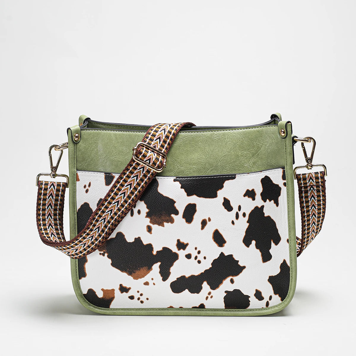 Women's Small PU Leather Crossbody Bag – Cute Fashion Messenger & Shoulder Purse with Trendy Cow Print and Leopard Straps