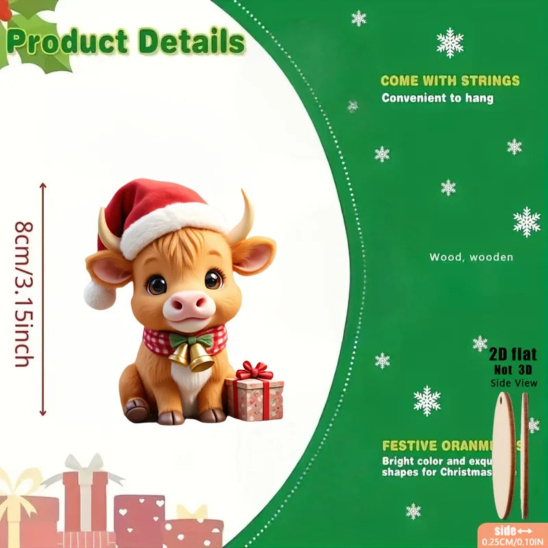 Highland Cow Christmas Tree Ornaments (9-Piece Set)