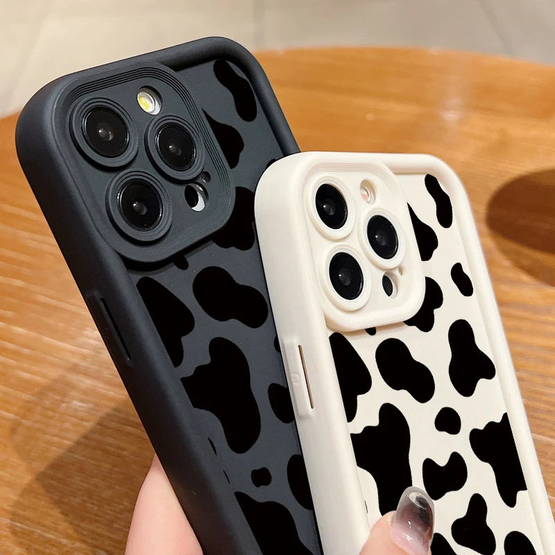 Cute Cow Stripe Pattern Clear Case for iPhone 18 17 16 15 14 13 Pro Max, 17e, 16e | Shockproof Soft Silicone Protective Back Cover