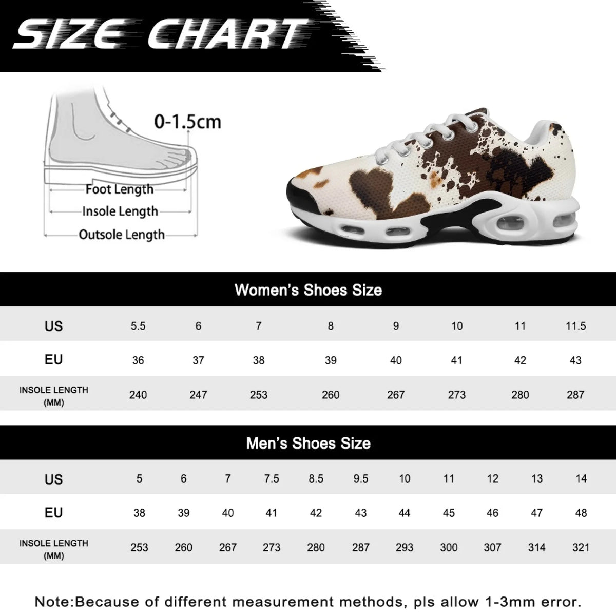 XIXIRIMIDO Air Cushion Cow Print Sneakers
