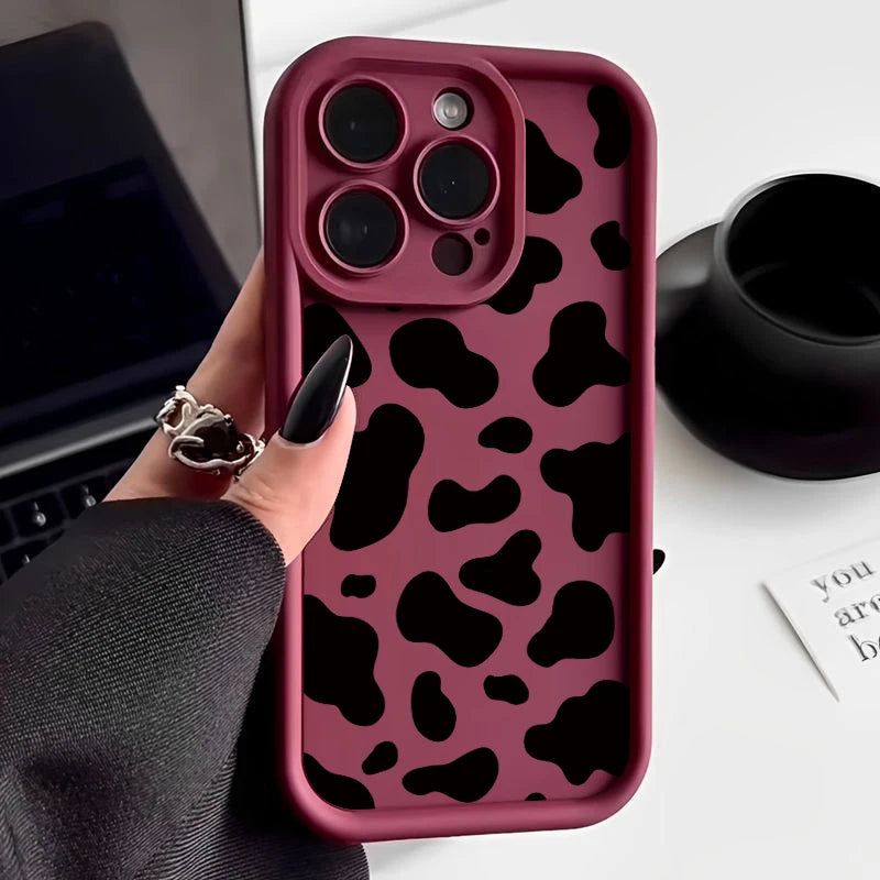 Cute Cow Stripe Pattern Clear Case for iPhone 18 17 16 15 14 13 Pro Max, 17e, 16e | Shockproof Soft Silicone Protective Back Cover