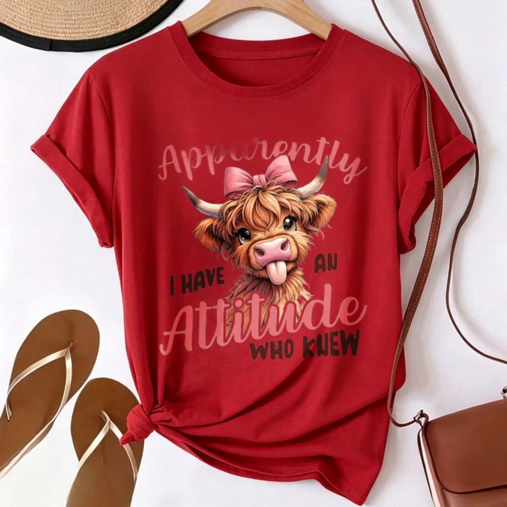 "Apparently I Have An Attitude" Highland Cow Graphic Tee
