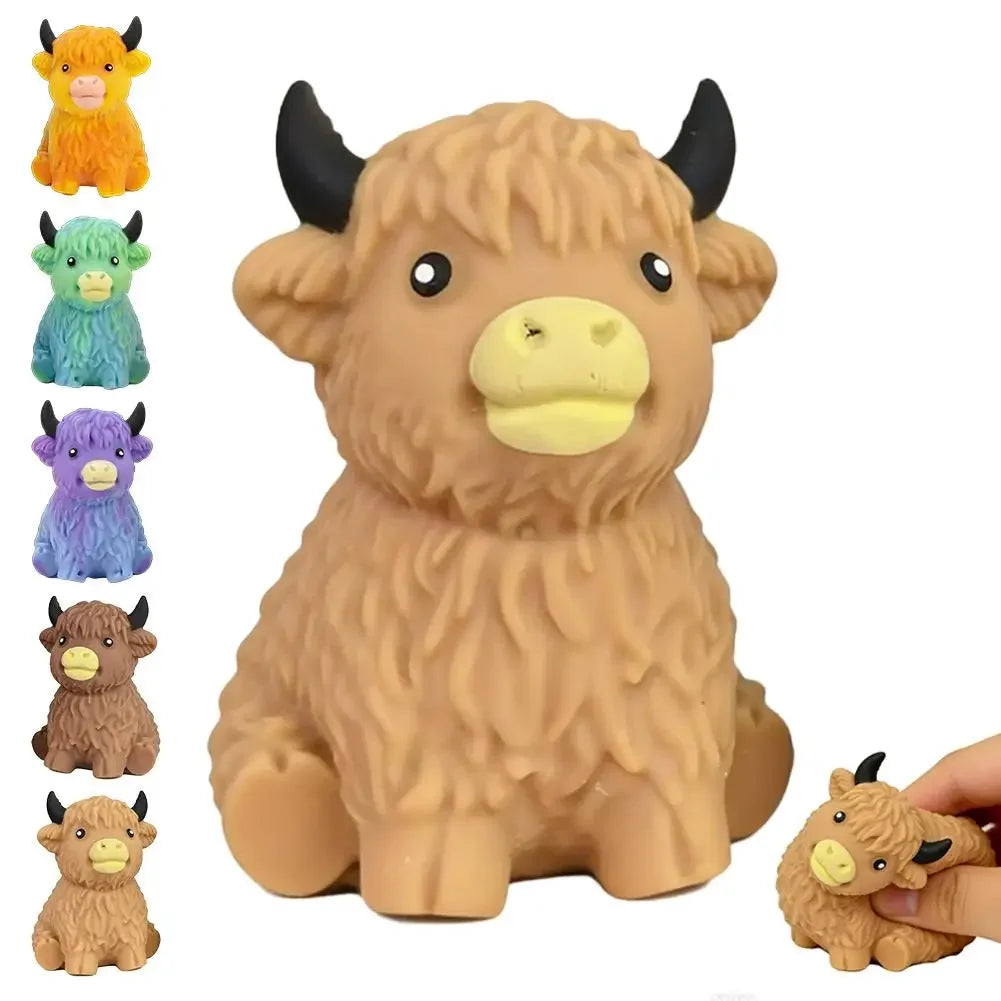 Highland Cow Slow-Rising Squishy Stress Ball – Sensory Fidget Toy for Anxiety Relief