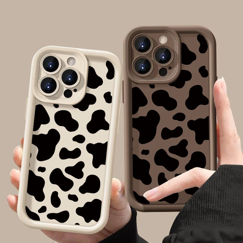 Cute Cow Stripe Pattern Clear Case for iPhone 18 17 16 15 14 13 Pro Max, 17e, 16e | Shockproof Soft Silicone Protective Back Cover