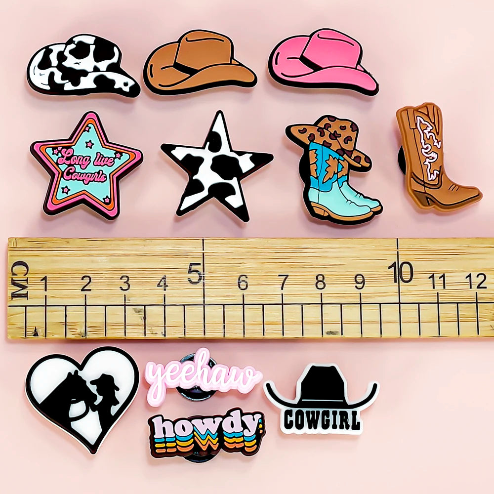 Western Cowboy Shoe Charms (12-Piece Set)